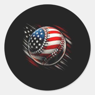 Sticker Rond American Flag Baseball Tee Usa Patriotic Independe