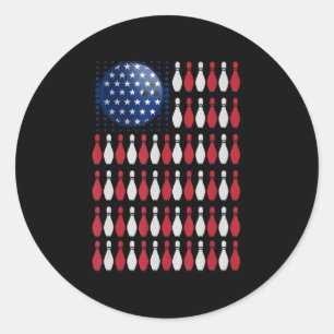 Sticker Rond American Flag Bowling Bowler Cadeaux Pour Bowling 
