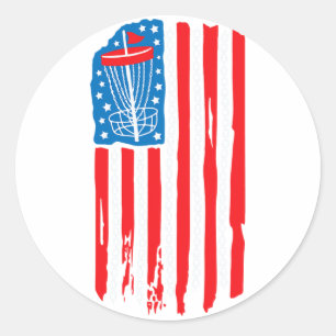 Sticker Rond American Flag Disk Golf ByskChain 4 juillet M