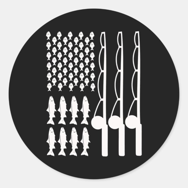 Sticker Rond American flag fishing design for men women (Devant)