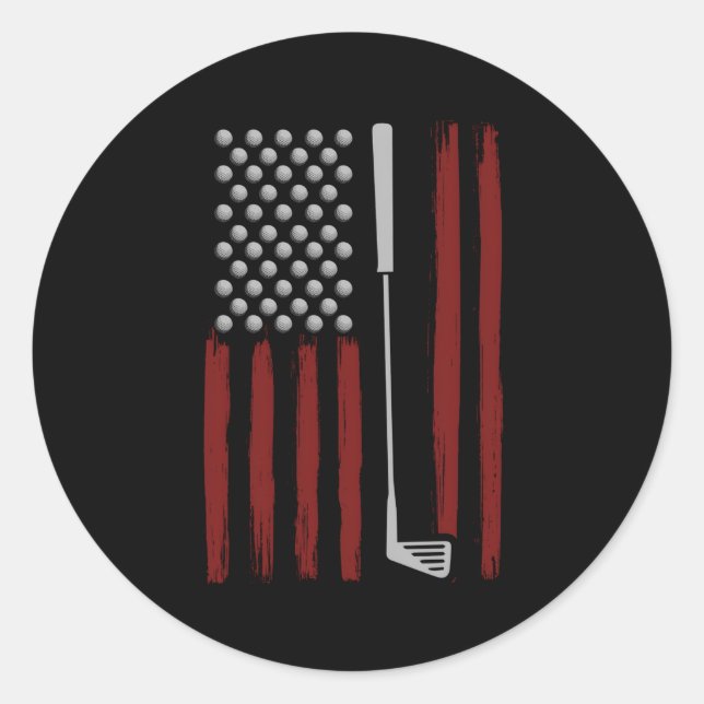 Sticker Rond American Flag Golf For Golfer Golf Club (Devant)
