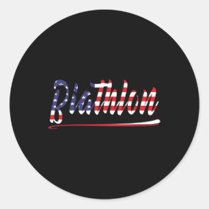 Sticker Rond American Flag Snow Ski Biathlon Fan Graphic Art Us