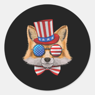 Sticker Rond American Fox USA Uncle Sam Casquette 289