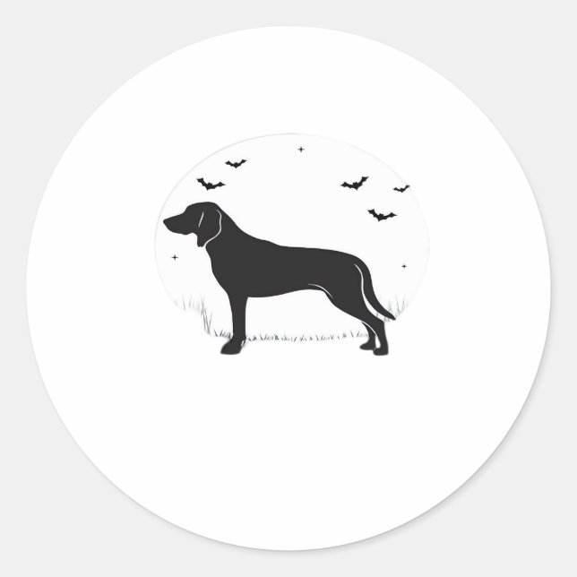Sticker Rond American Foxhound Dog � Halloween Moon Silhouette (Devant)