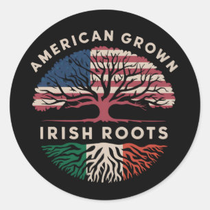 Sticker Rond American Grown Irish Roots St Patrick's Day
