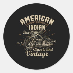Sticker Rond American Legendaire Motocyclette Chef indien