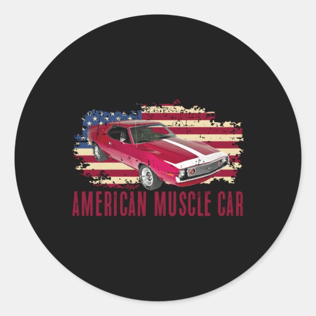 Sticker Rond American Muscle Car Ns (Devant)