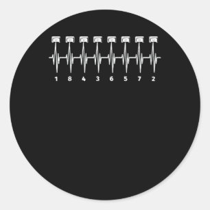 Sticker Rond American Muscle V 8 Car Engine 18436572 Heart Beat