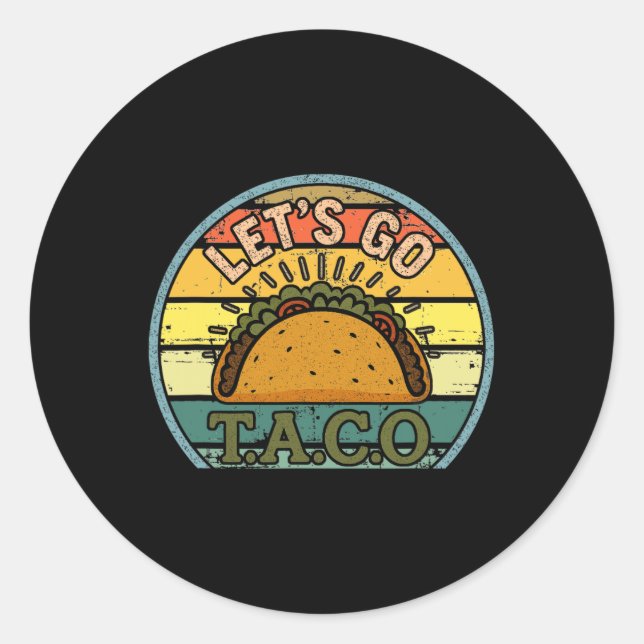 Sticker Rond American Patriot Tee Drôle Allons Taco Femmes Homm (Devant)