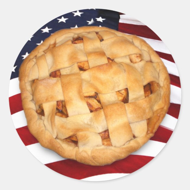 Sticker Rond American Pie (Pomme Pie avec drapeau américain) (Devant)