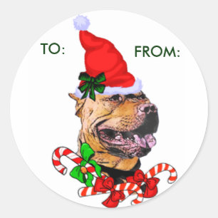 Sticker Rond American Pit Bull Terrier Cadeaux de Noël