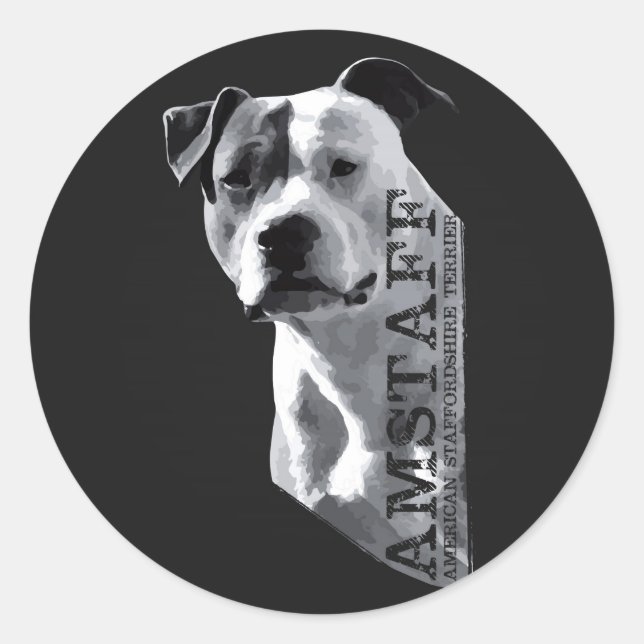 Sticker Rond American Staffordshire Terrier - Amstaff (Devant)