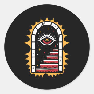 Sticker Rond American traditionnel Old School Tattoo Flash Encr