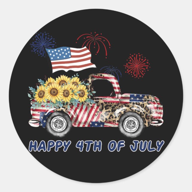Sticker Rond American Truck Sunflower Firework American Happy (Devant)