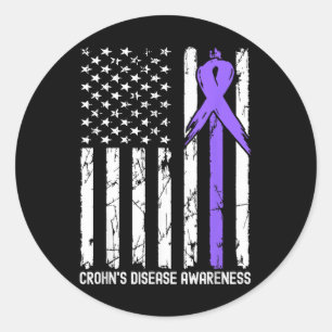 Sticker Rond American Usa Drapeau Crohns Mois de sensibilisatio