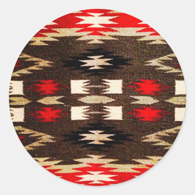 Sticker Rond Amérindien Tribal Design Imprimer (Devant)
