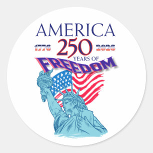 STICKER ROND AMÉRIQUE 250 ANS DE LIBERTÉ STATUE DE LA LIBERTÉ