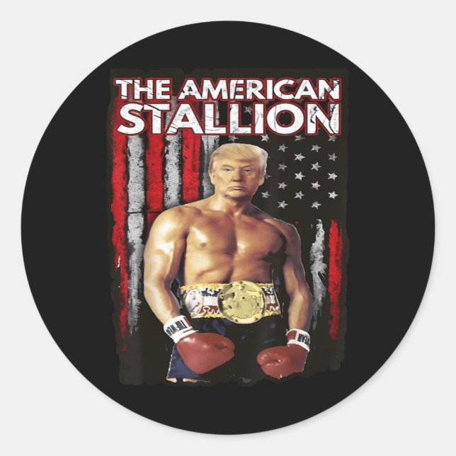 Sticker Rond Amérique Boxer Trump Rocky Trump mème Trump 2024, (Devant)