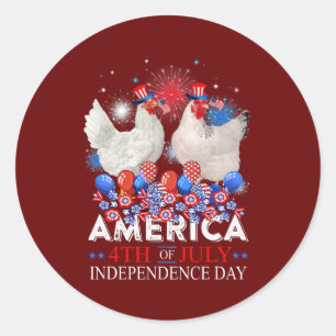 Sticker Rond Amérique du poulet 4 juillet fête de l'indépendanc