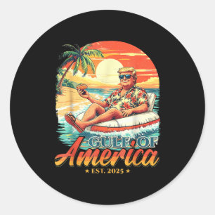 Sticker Rond Amérique Golfe Trump 2024 Retro Beach Usa America