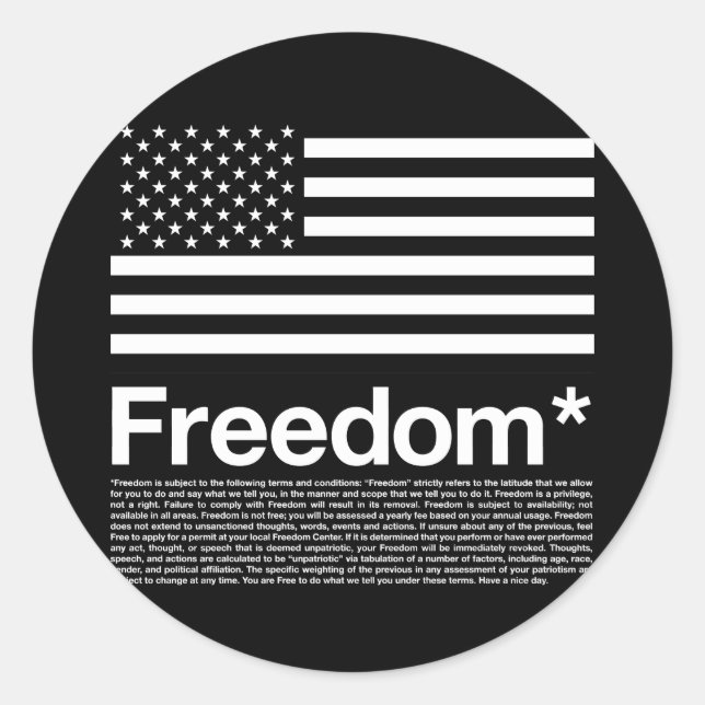 Sticker Rond Amérique : Les conditions de liberté (Devant)
