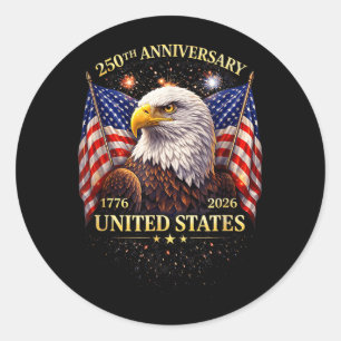 Sticker Rond Amérique patriotique 250 ans anniversaire aigle US