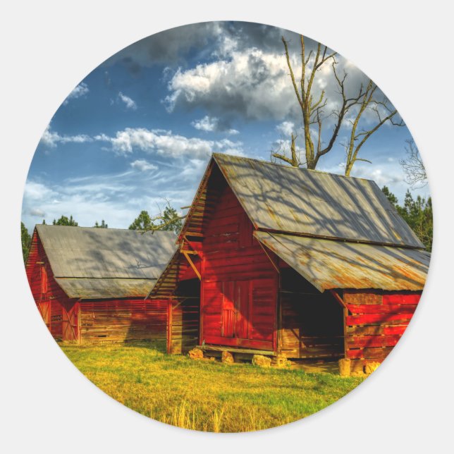 Sticker Rond Amérique rurale Red Grange (Devant)