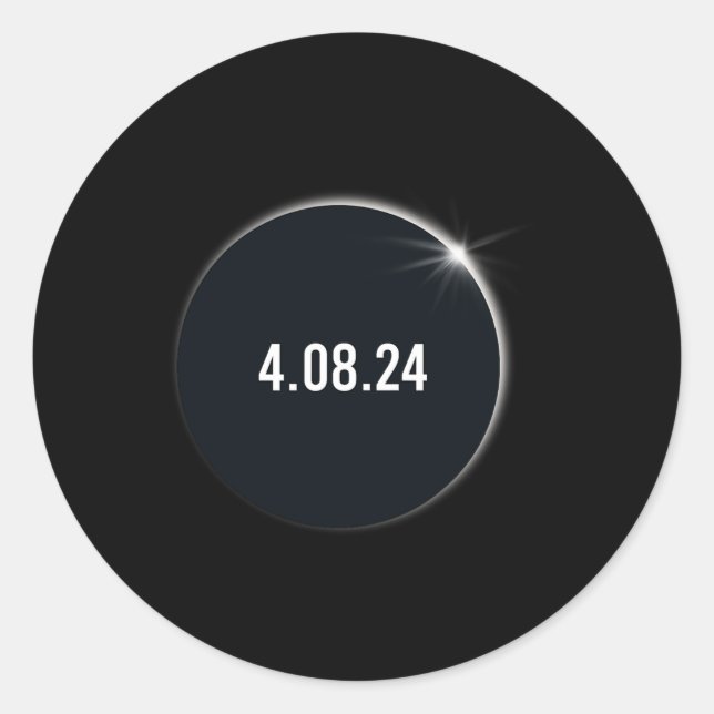 Sticker Rond Amérique Totalité 04 08 24 Total Éclipse Solaire 2 (Devant)