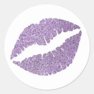 Sticker Rond Amethyst Orchid Lèvres Pailletées Impression