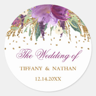 Sticker Rond Améthyste d'aquarelle violette