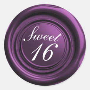 Sticker Rond Améthyste Wax Seal Drip Classy Sweet 16 Mariage