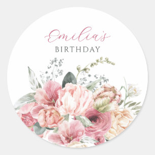 Sticker Rond Ameublement des fleurs aquarelle pastel