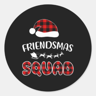 Sticker Rond Ami Squad Funny Xmas Famille Lumière Correspondanc