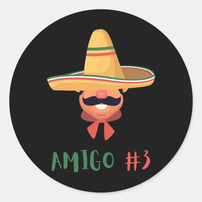 Sticker Rond Amigo mexicain amusant #3 Groupe correspondant do- (Devant)