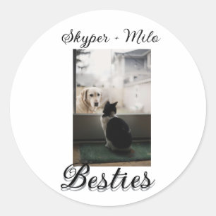 Sticker Rond Amis animaux meilleures copines ajouter nom photo