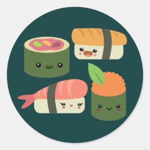 Sticker Rond Amis de sushi