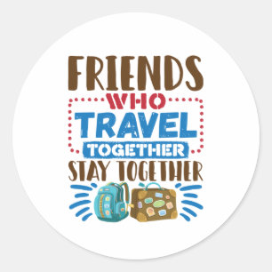 Sticker Rond Amis De Voyage Qui Voyagent Ensemble