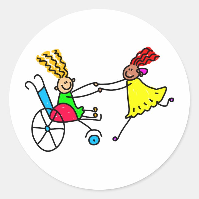 Sticker Rond Amis désactivés (Devant)