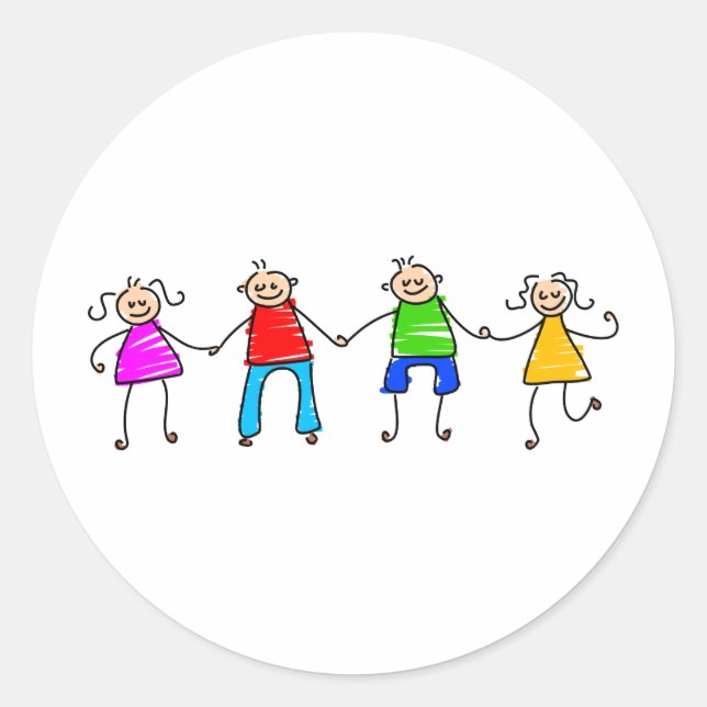 Sticker Rond Amis heureux (Devant)