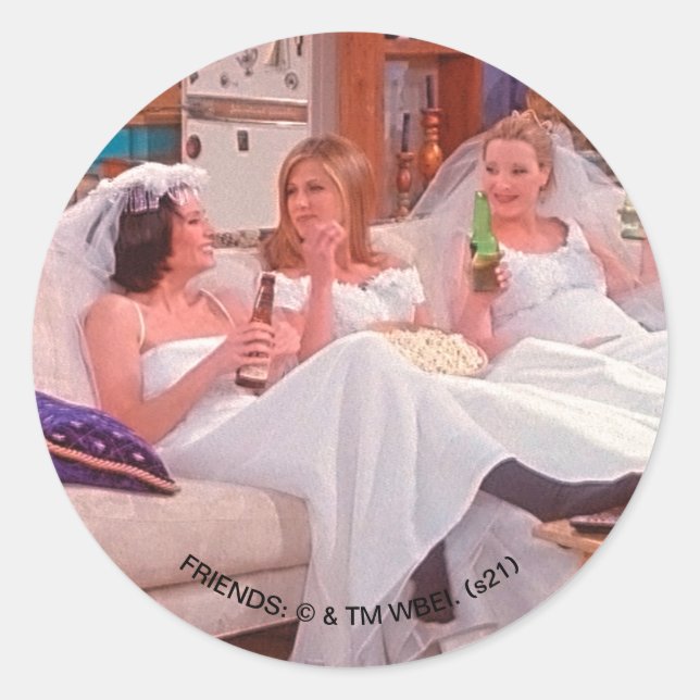 Sticker Rond AMIS™ | Les filles en robe Mariage (Devant)
