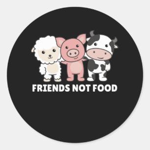 Sticker Rond Amis pas de nourriture Végétal mouton Vache de por