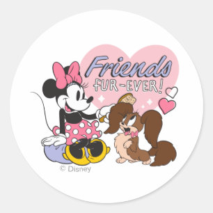 Sticker Rond Amis pour toujours Minnie et l'amour de Pup