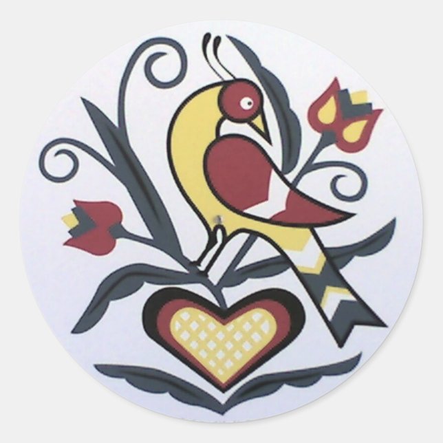 Sticker Rond Amish Hex Lovebird (Devant)