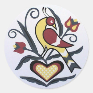 Sticker Rond Amish Hex Lovebird