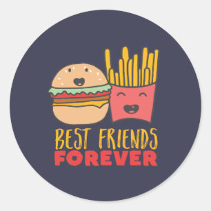Sticker Rond Amitié Burger et Fries Meilleurs amis pour toujou