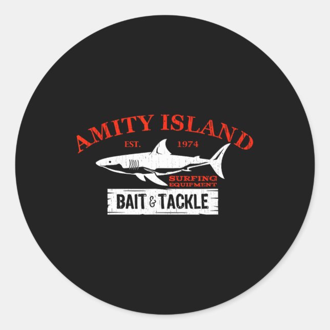 Sticker Rond Amity Island It Et S'Attaquer Retro Fishing 1 (Devant)