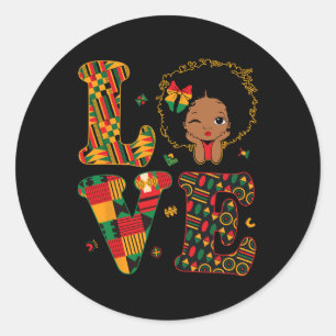 Sticker Rond Amour Africain Kente Filles Tout-Petits Histoire N