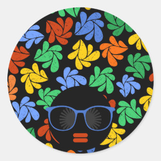 Sticker Rond Amour Afro Coloré