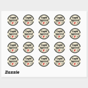 Sticker Rond Amour Approuvé par Cupidon