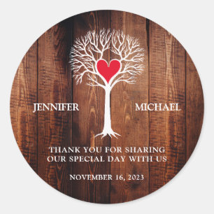 Sticker Rond Amour arbre rustique mariage campagnard de bois Me
